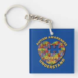 Autisme Awareness Puzzle Heart Square Sleutelhange Sleutelhanger