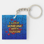 Autisme Awareness Puzzle Heart Square Sleutelhange Sleutelhanger (Achterkant)
