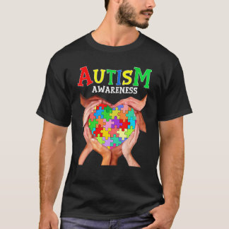 Autisme Awareness Puzzle Heart Support Hand Autism T-shirt