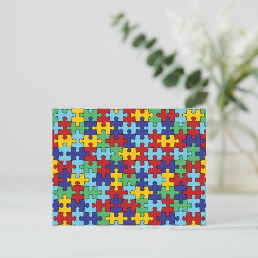 Autisme Awareness Puzzle Pattern Briefkaart (Staand voorkant)