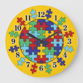 Autisme Awareness Puzzle Pattern Grote Klok (Voorkant)