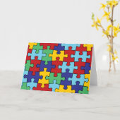 Autisme Awareness Puzzle Pattern Kaart (Gele Bloem)