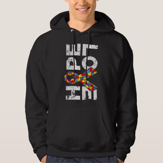 Autisme Awareness Puzzle Ribbon Hope &amp Love Hoodie (Voorkant)