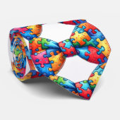 Autisme Awareness Puzzle Stropdas (Opgerold)