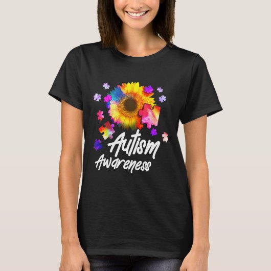 Autisme Awareness Puzzle Sunflower T-shirt (Voorkant)