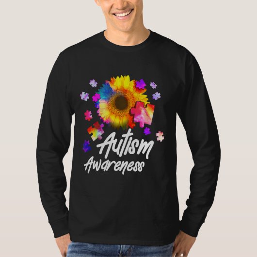 Autisme Awareness Puzzle Sunflower T-shirt (Voorkant)