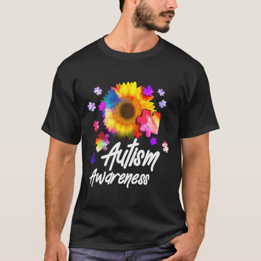 Autisme Awareness Puzzle Sunflower T-shirt (Voorkant)