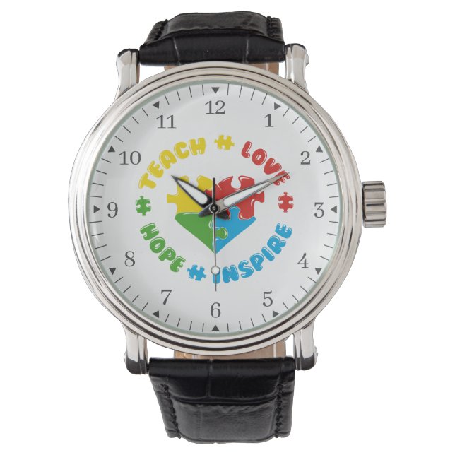 Autisme Awareness Puzzles Love Hope Pap Birthday Horloge (Voorkant)