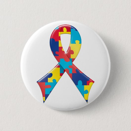 Autisme Awareness Ribbon A4 Ronde Button 5,7 Cm (Voorkant)