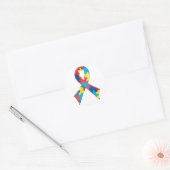 Autisme Awareness Ribbon A4 Ronde Sticker (Envelop)