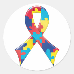 Autisme Awareness Ribbon A4 Ronde Sticker