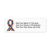 Autisme Awareness Ribbon Etiket (Voorkant)