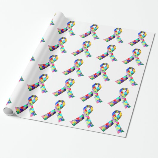 Autisme Awareness Ribbon gift- omslag Cadeaupapier (Uitgerold)