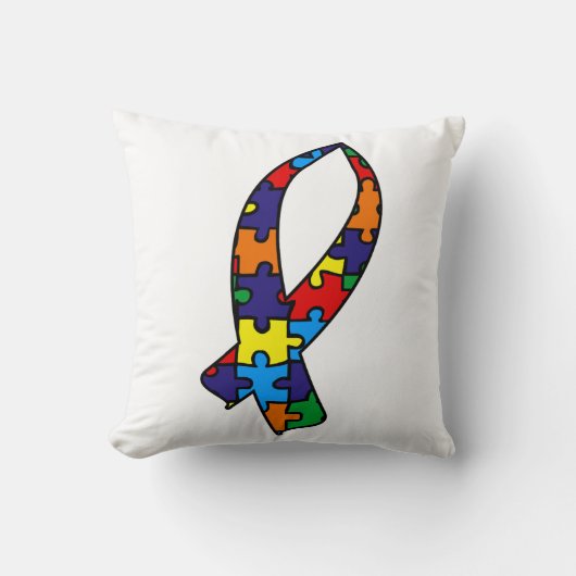 Autisme Awareness Ribbon Kussen (Voorkant)