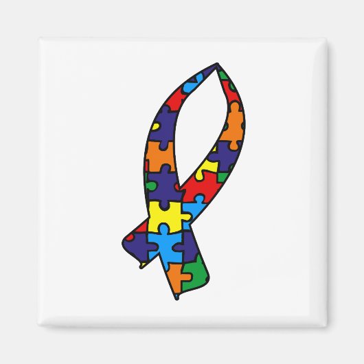 Autisme Awareness Ribbon Magneet (Voorkant)