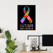 Autisme Awareness Ribbon Poster (Thuiskantoor)