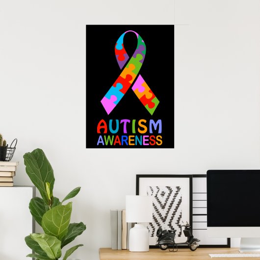 Autisme Awareness Ribbon Poster (Thuiskantoor)