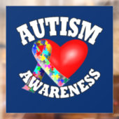 Autisme Awareness Ribbon Raamsticker (Vel 2)