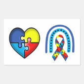 Autisme Awareness Ribbon Rechthoekige Sticker (Voorkant)