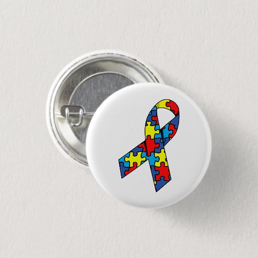 Autisme Awareness Ribbon Ronde Button 3,2 Cm (Voorkant /achterkant)