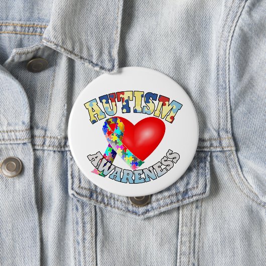 Autisme Awareness Ribbon Ronde Button 4,0 Cm (In situ)