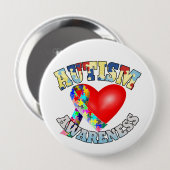 Autisme Awareness Ribbon Ronde Button 4,0 Cm (Voorkant /achterkant)