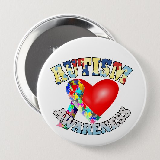 Autisme Awareness Ribbon Ronde Button 4,0 Cm (Voorkant /achterkant)