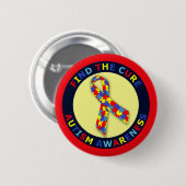 Autisme Awareness Ribbon Ronde Button 5,7 Cm (Voorkant /achterkant)
