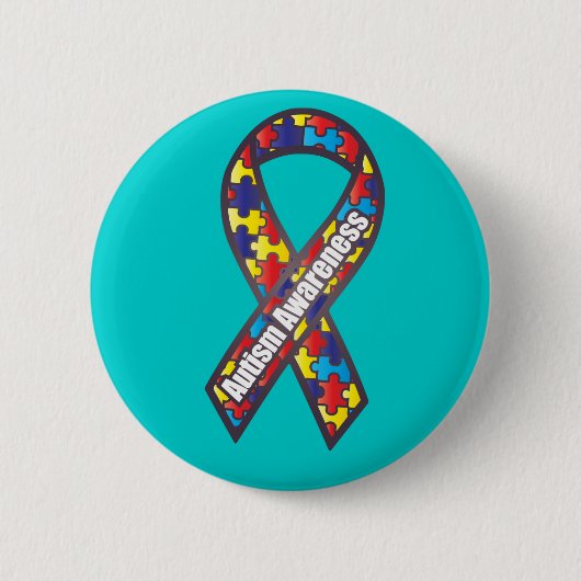 Autisme Awareness Ribbon Ronde Button 5,7 Cm (Voorkant)