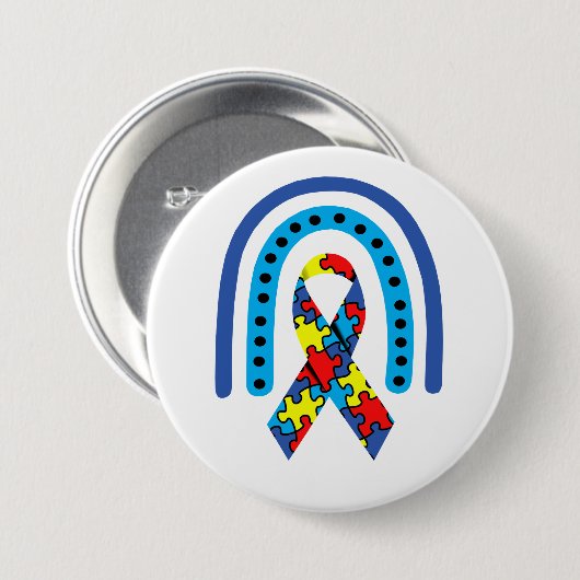 Autisme Awareness Ribbon Ronde Button 7,6 Cm (Voorkant /achterkant)