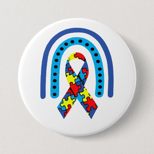 Autisme Awareness Ribbon Ronde Button 7,6 Cm (Voorkant)