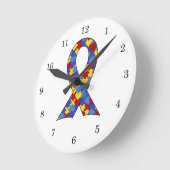 Autisme Awareness Ribbon Ronde Klok (Hoek)