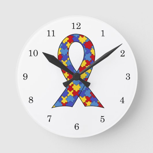 Autisme Awareness Ribbon Ronde Klok (Voorkant)