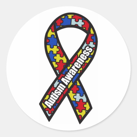 Autisme Awareness Ribbon Ronde Sticker (Voorkant)