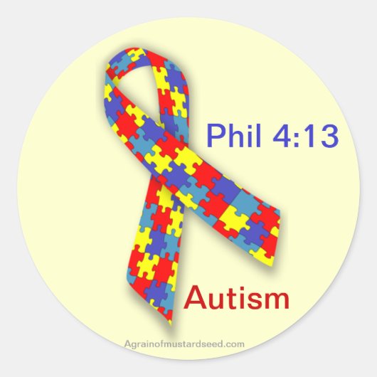 Autisme Awareness Ribbon Ronde Sticker (Voorkant)