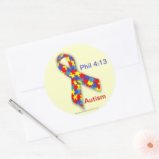 Autisme Awareness Ribbon Ronde Sticker (Envelop)
