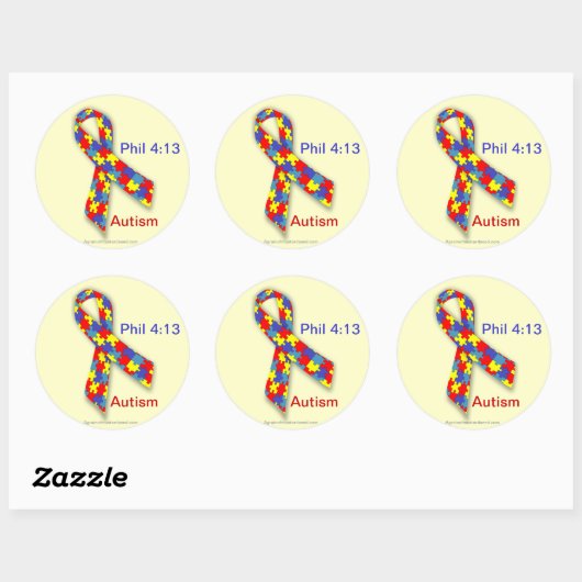 Autisme Awareness Ribbon Ronde Sticker (Vel)