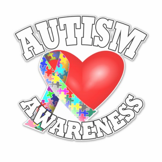 Autisme Awareness Ribbon Sticker (Voorkant)