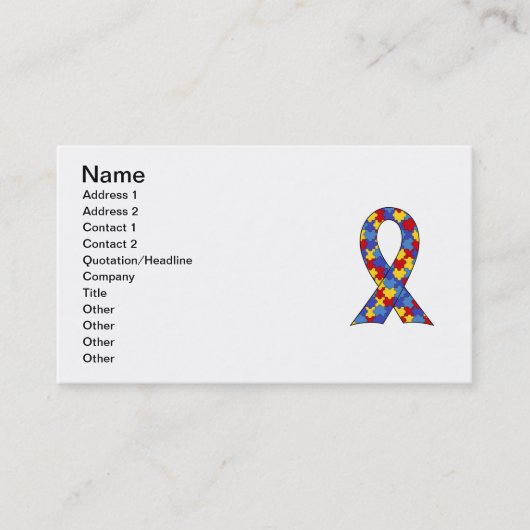 Autisme Awareness Ribbon Visitekaartje (Voorkant)