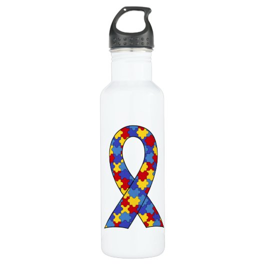 Autisme Awareness Ribbon Waterfles (Voorkant)
