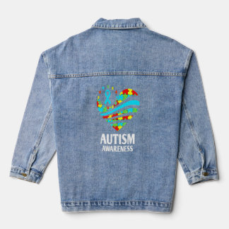 Autisme Awareness S Women Heart Support Autistic K Denim Jacket