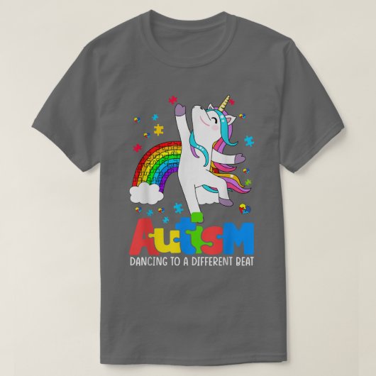 Autisme awareness shirt Dabbing Unicorn Dancing Pu (Design voorkant)