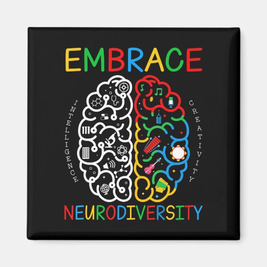 Autisme Awareness Shirt Embrace Neurodiversity ADH Magneet (Voorkant)