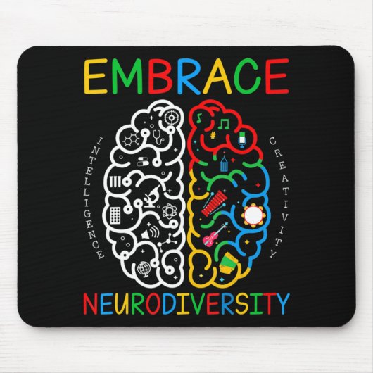 Autisme Awareness Shirt Embrace Neurodiversity ADH Muismat (Voorkant)