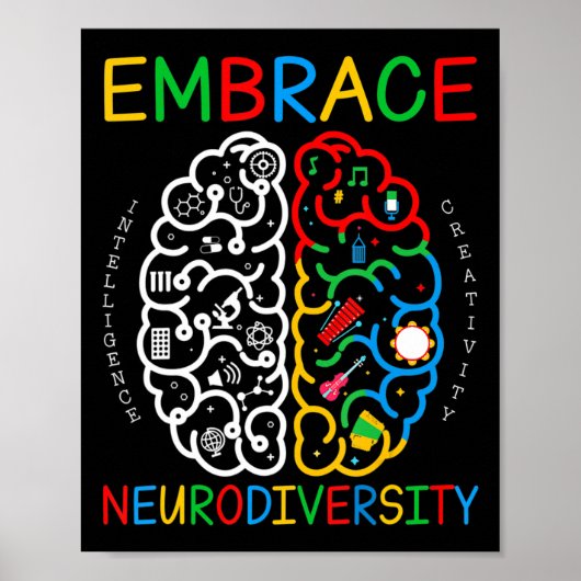 Autisme Awareness Shirt Embrace Neurodiversity ADH Poster (Voorkant)