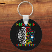 Autisme Awareness Shirt Embrace Neurodiversity ADH Sleutelhanger (Voorkant)