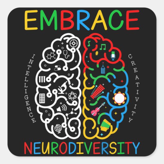 Autisme Awareness Shirt Embrace Neurodiversity ADH Vierkante Sticker (Voorkant)