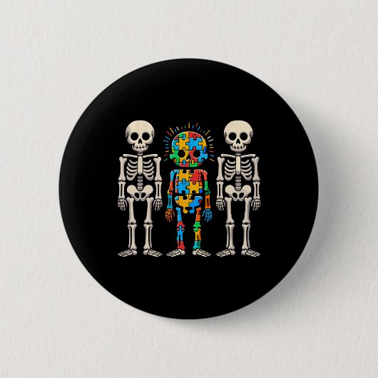 Autisme Awareness Skeleton Ronde Button 5,7 Cm (Voorkant)