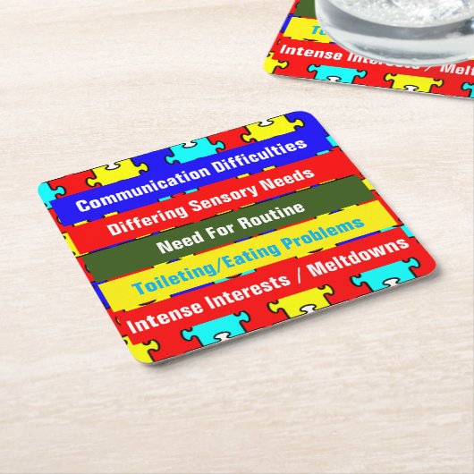 Autisme Awareness /Square Onderzetters (Schuin)