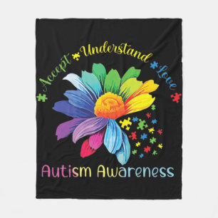 Autisme Awareness Sunflower Accepteert begrip lief Fleece Deken